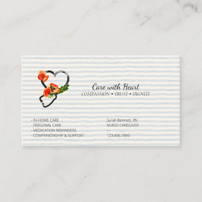 Nurse Caregiver Stethoscope Business Card