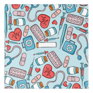 Nurse Cartoon Graphic Repeating Pattern Background Acrylic Print