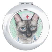 nurse cat compact mirror