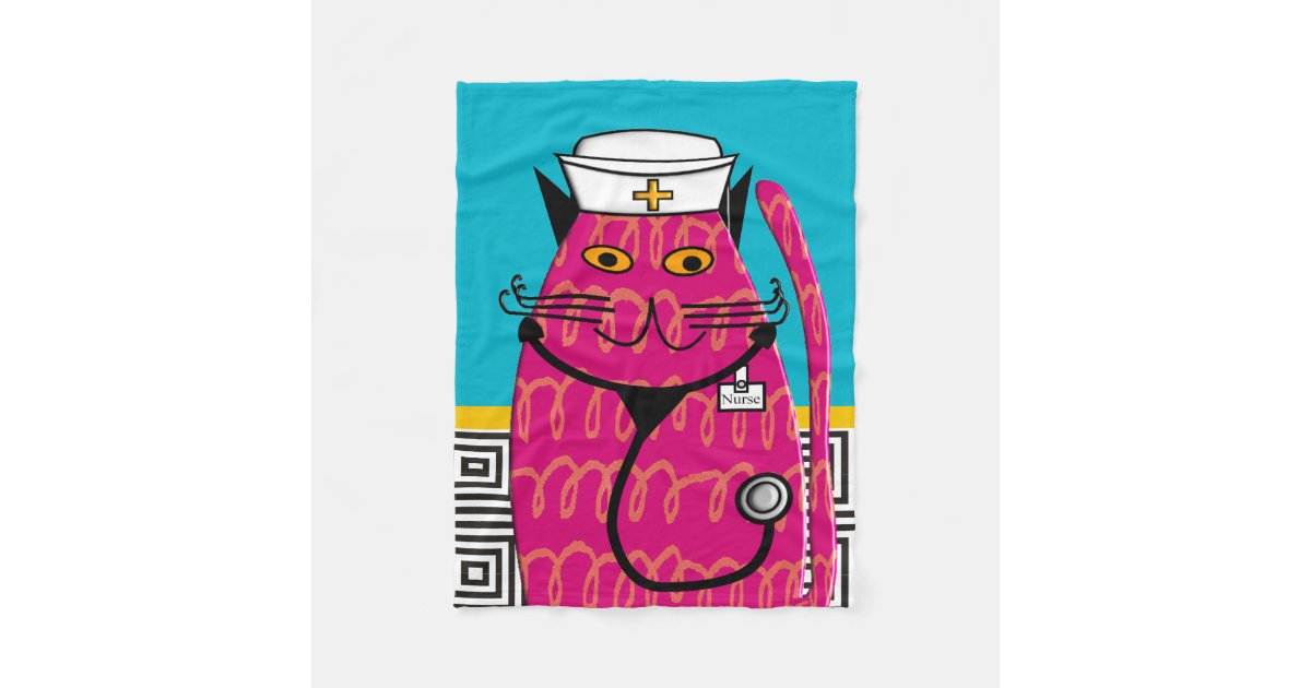Nurse Cat Fleece Blanket III Zazzle