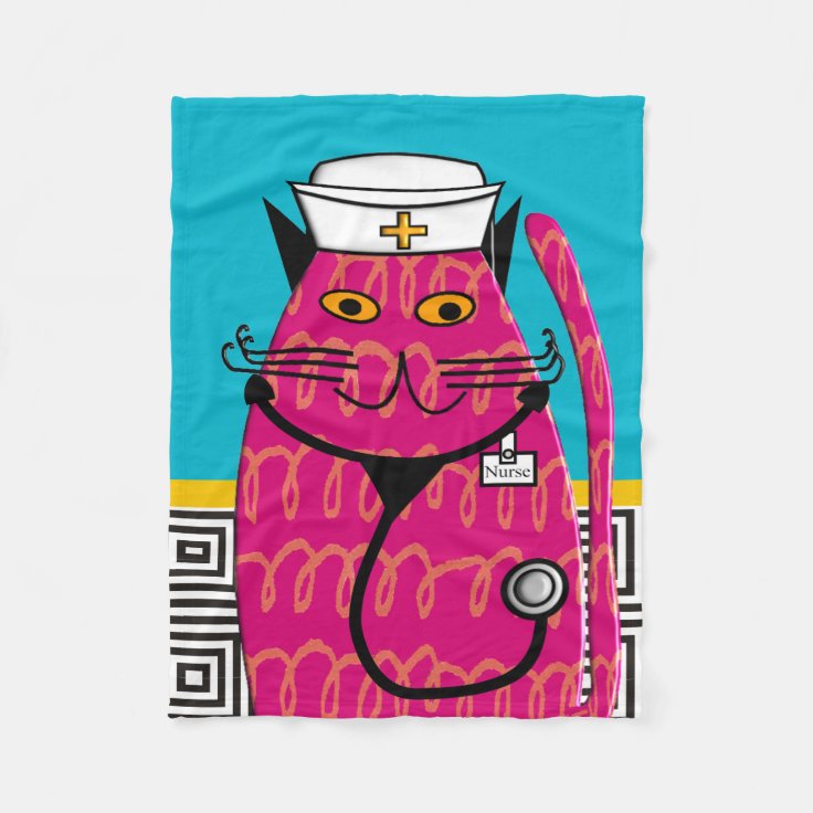 Nurse Cat Fleece Blanket III Zazzle