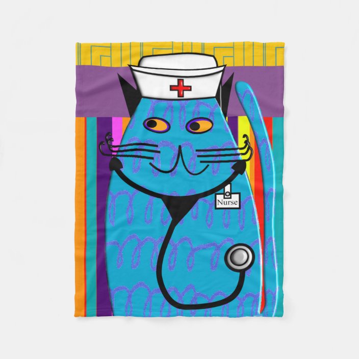 Nurse Cat Fleece Blanket IV
