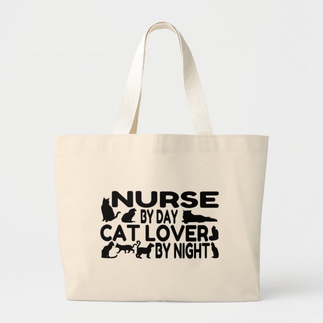 Nurse Cat Lover Large Tote Bag (Front)