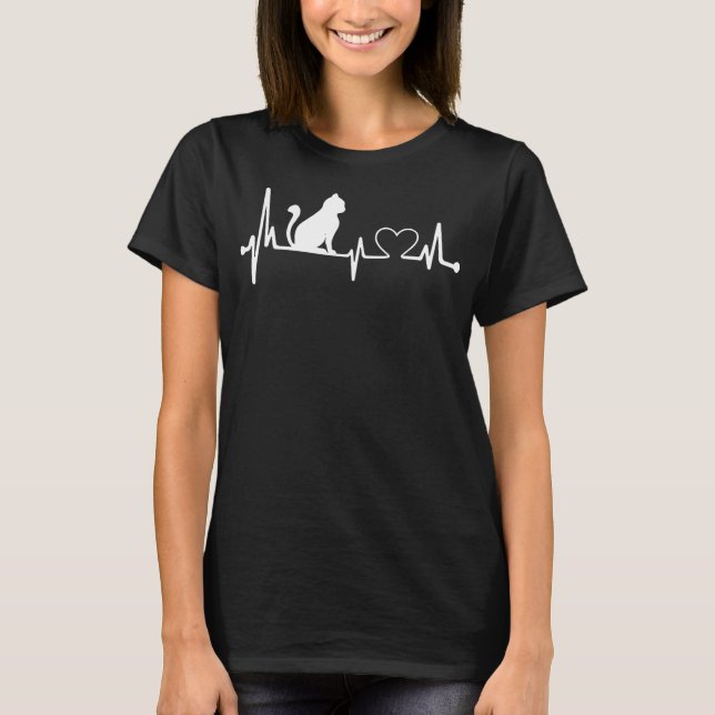 Nurse Cat Lover Nursing Heartbeat Registered  T-Shirt (Front)