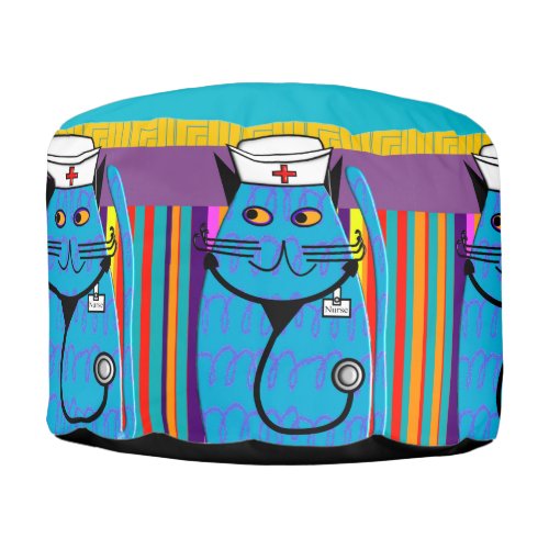 Nurse Cat Round Pouf 2