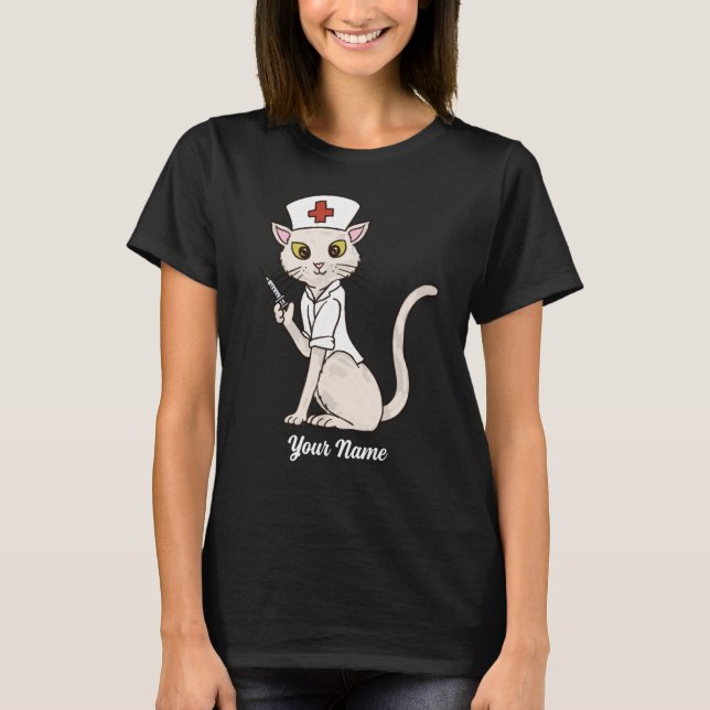 Nurse Cat - White Kitty Nurse Cat Lover T-Shirt (Front)