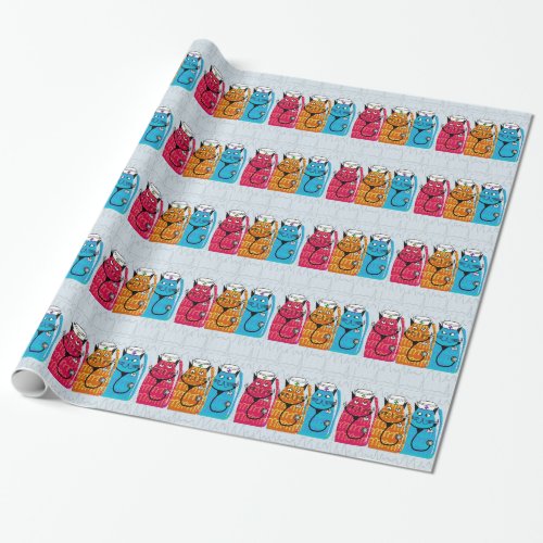 Nurse Cats Gift Wrap Blue