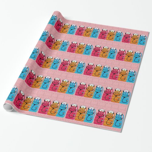 Nurse Cats Gift Wrap Pink