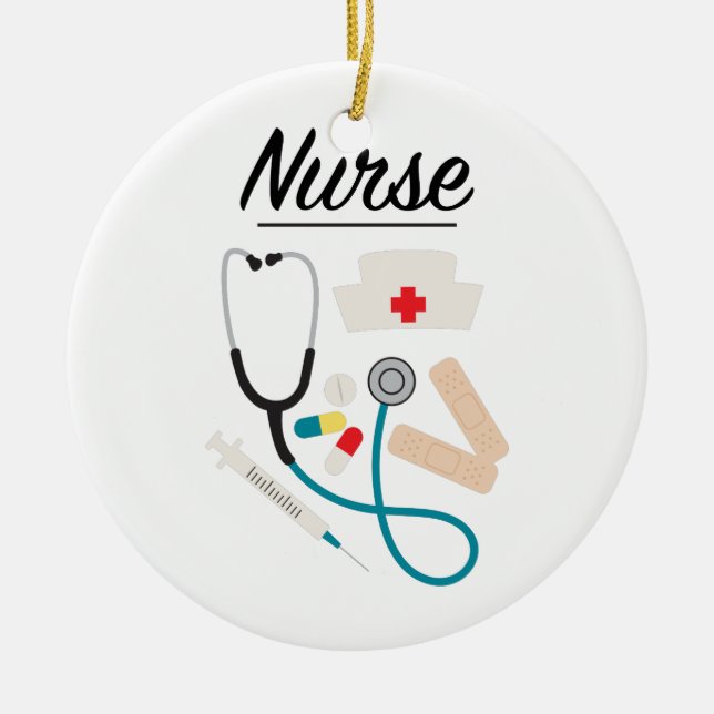 Nurse Ceramic Ornament (Front)