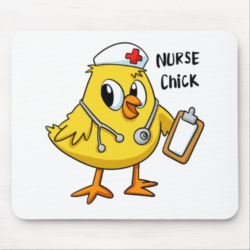 Nurse chick cartoon  choose background color mouse pad