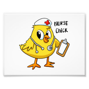 Nurse chick cartoon choose background color photo print