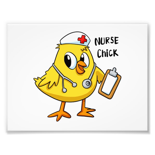 Nurse chick cartoon | choose background color photo print (Front)