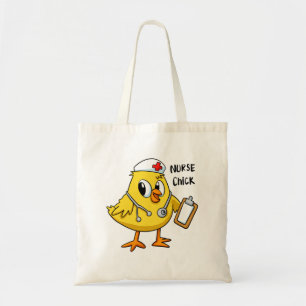 Nurse chick cartoon   choose background color tote bag
