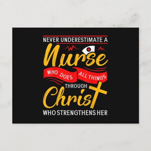 Nurse Christ _ Never Underestimate A Nurse Announcement Postcard