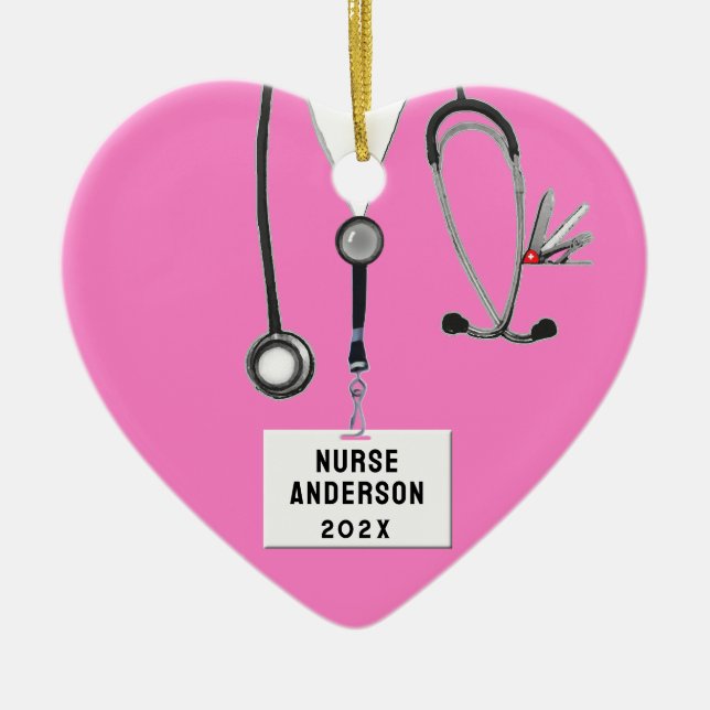 Nurse Christmas Collectible Ceramic Ornament (Front)