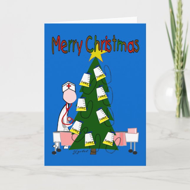 Nurse Christmas Design "Merry Christmas" Holiday Card (Front)