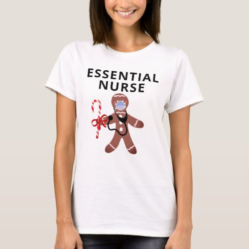 Nurse Christmas Face Mask Covid Gingerbread Man T_Shirt