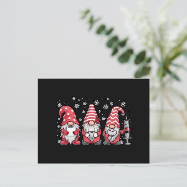 Nurse Christmas Gnomes Cute Xmas Scrub Holiday Postcard (Standing Front)