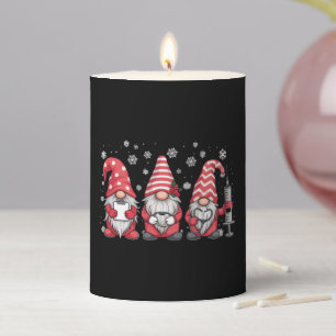 Nurse Christmas Gnomes Cute Xmas Scrub Pillar Candle