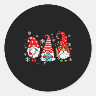 Nurse Christmas Gnomes Xmas Scrub Top Er Rn Nursin Classic Round Sticker