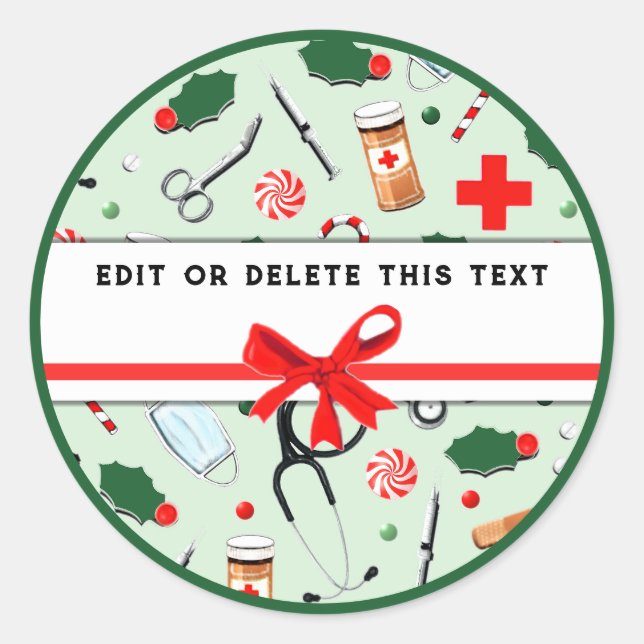 Nurse Christmas Holiday Square Sticker (Front)