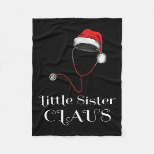 Nurse Christmas Little Sister Claus Matching Santa Fleece Blanket