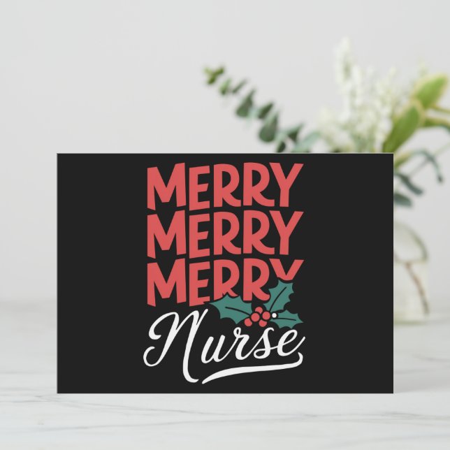 Nurse Christmas Merry Nurse Nursing Gifts Holiday Card (Standing Front)