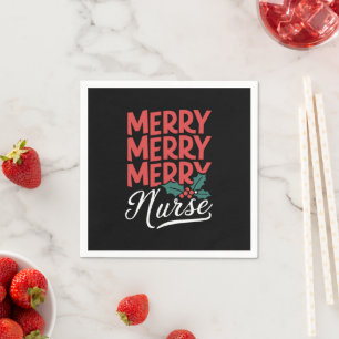 Nurse Christmas Merry Nurse Nursing Gifts Holiday Napkins