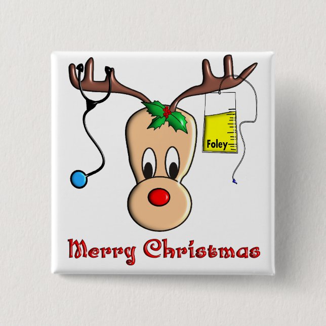 Nurse Christmas Reindeer Gifts Button (Front)
