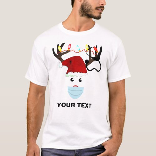 Nurse Christmas Reindeer With Stethoscope T_Shirt