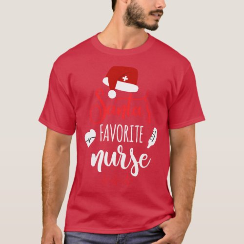 Nurse Christmas Santa_s Favorite Nurse Xmas Scrub  T_Shirt