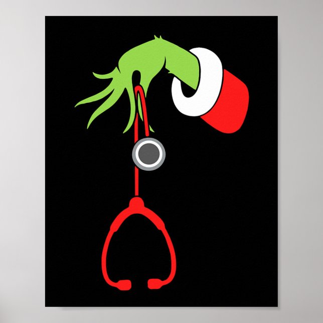 nurse christmas stethoscope nurses xmas pajamas pj poster (Front)