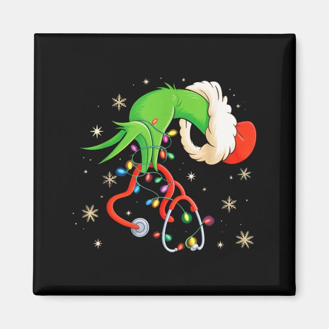 Nurse Christmas Stethoscope Nurses Xmas Santa Wome Magnet (Front)