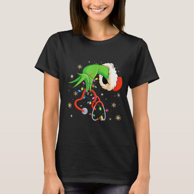 Nurse Christmas Stethoscope Nurses Xmas Santa Wome T-Shirt (Front)