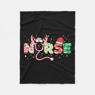 Nurse christmas stethoscope nurses xmas scrub top fleece blanket