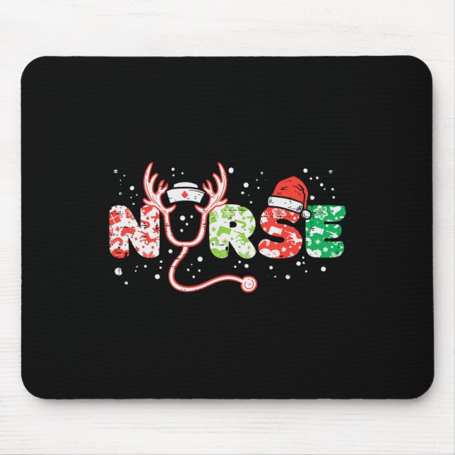 Nurse christmas stethoscope nurses xmas scrub top  mouse pad (Front)