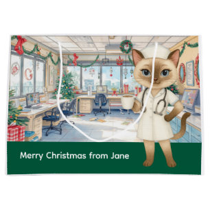 Nurse Christmas time at working place  Large Gift Bag