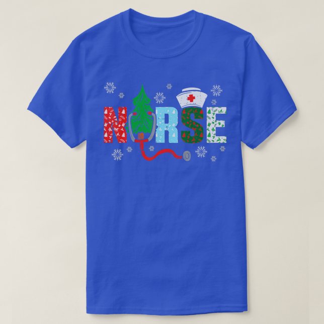 Nurse Christmas Tree Nurses Xmas Winter Scrub RN M T-Shirt (Design Front)