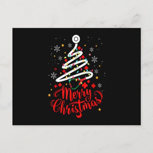 Nurse Christmas Tree Stethoscope RN LPN Scrub Nurs Holiday Postcard