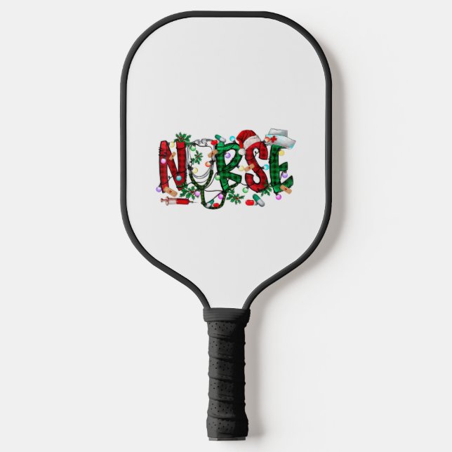 Nurse Christmas Tree Stethoscope RN LPN Scrub Nurs Pickleball Paddle (Front)