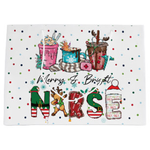 Nurse Christmas with Christmas Tree Large Gift Bag