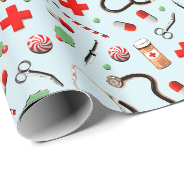 Nurse Christmas Wrapping Paper Zazzle
