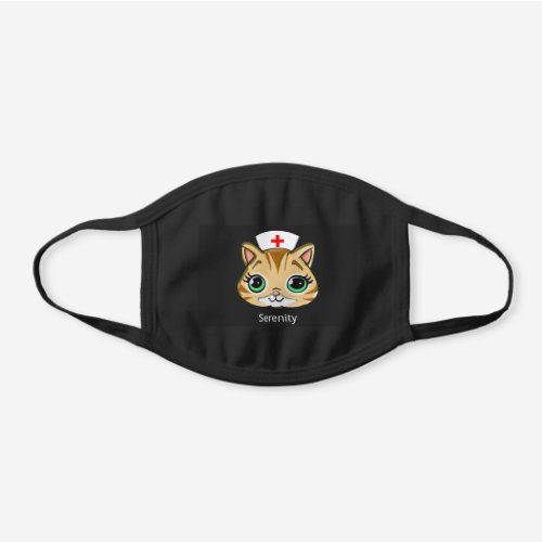 Nurse Cinnamon Kitty Cat Black Cotton Face Mask