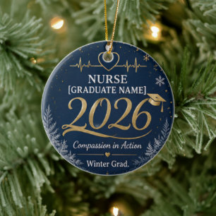 Nurse Class of 2026 Personalized Christmas Ornamen Ceramic Ornament