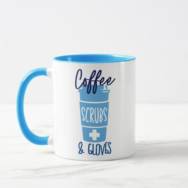 Nurse Coffee Scrubs and Gloves  Mug (Left)
