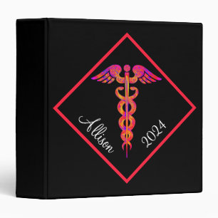 Nurse Colorful Caduceus Medical Personalized 3 Ring Binder