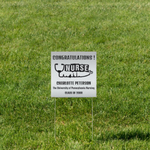 Nurse Congratulation Metallic Silver Graduation Sign