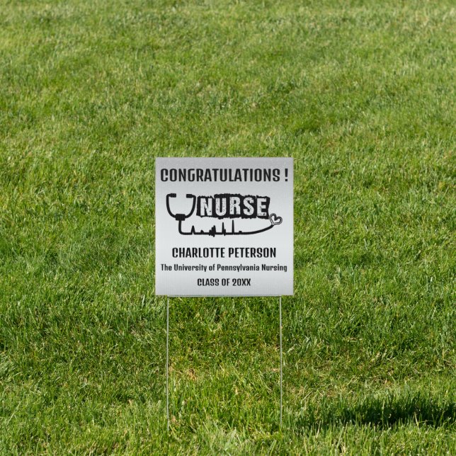 Nurse Congratulation Metallic Silver Graduation  Sign (Insitu)