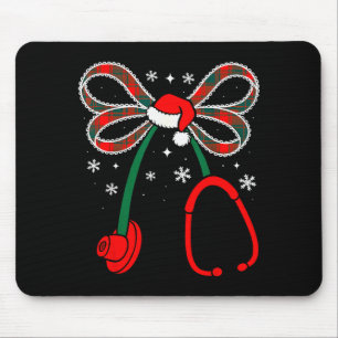 Nurse Coquette Bow Stethoscope Nursing Xmas Pjs Ch Mouse Pad