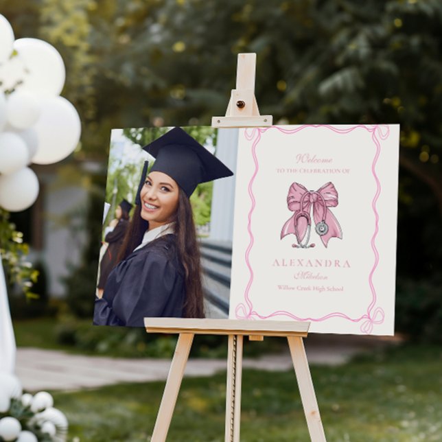  Nurse Coquette Pink Bow Elegant Graduation Foam Board (Creator Uploaded)